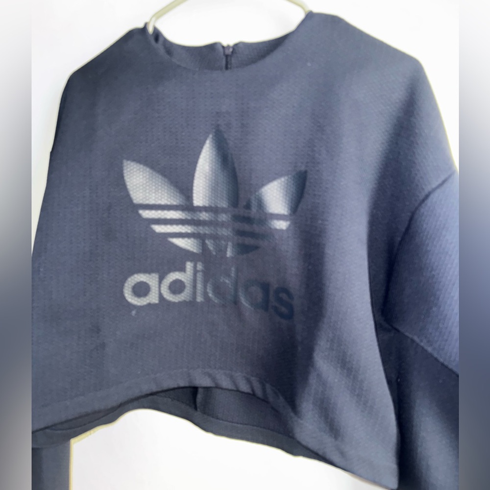 Adidas Dark Blue Cropped Sweatshirt